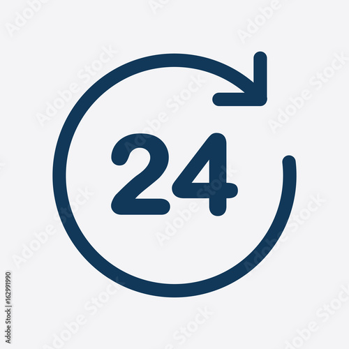 Open around  the clock hours a day icon.