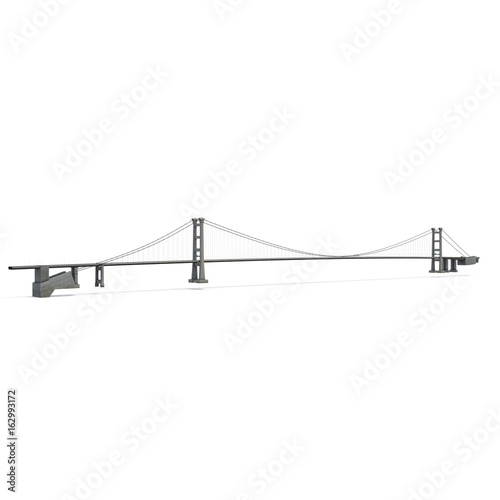 Tsing Ma Bridge on white. 3D illustration