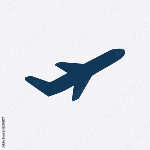 Airplane flight tickets air fly travel takeoff silhouette element. Plane symbol. Travel icon. Flat design. 