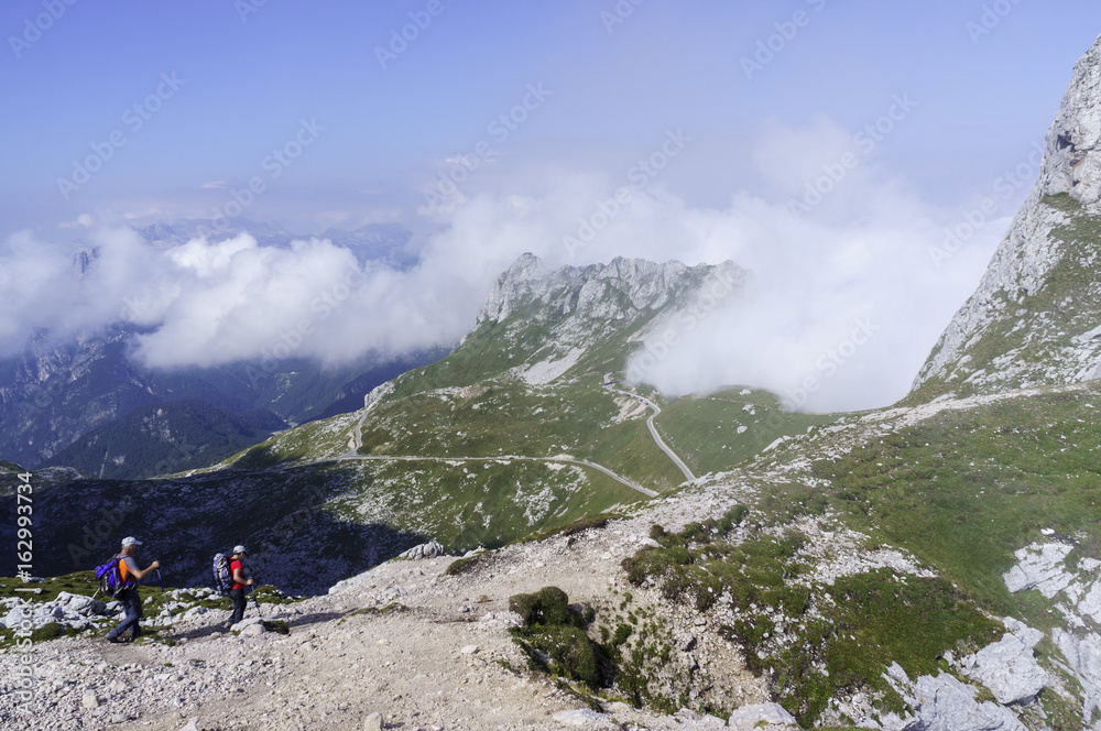 Climbing Mt Mangart, julian Alps.