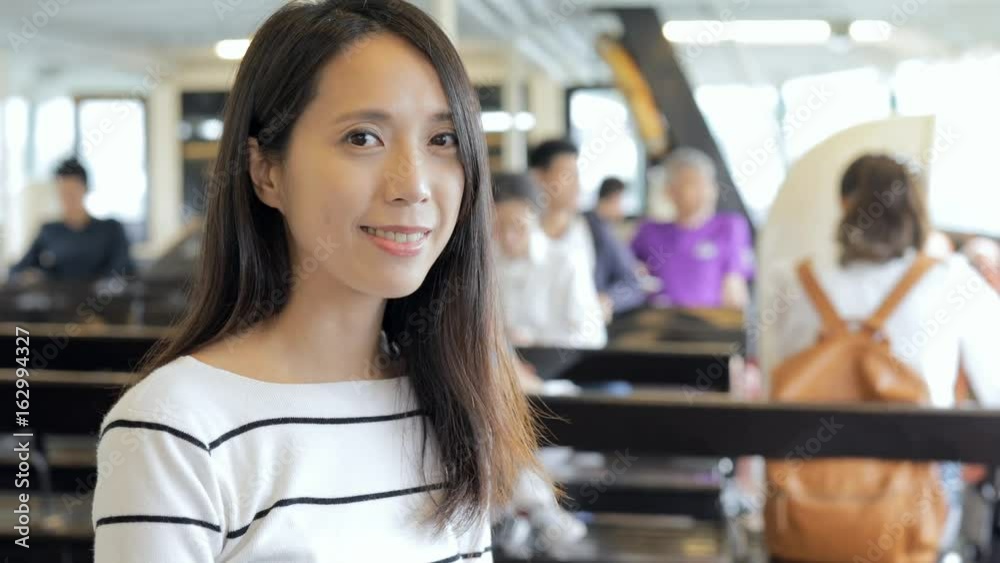 Young asian woman on ship in Hong Kong Young asian woman on ship in Hong Kong