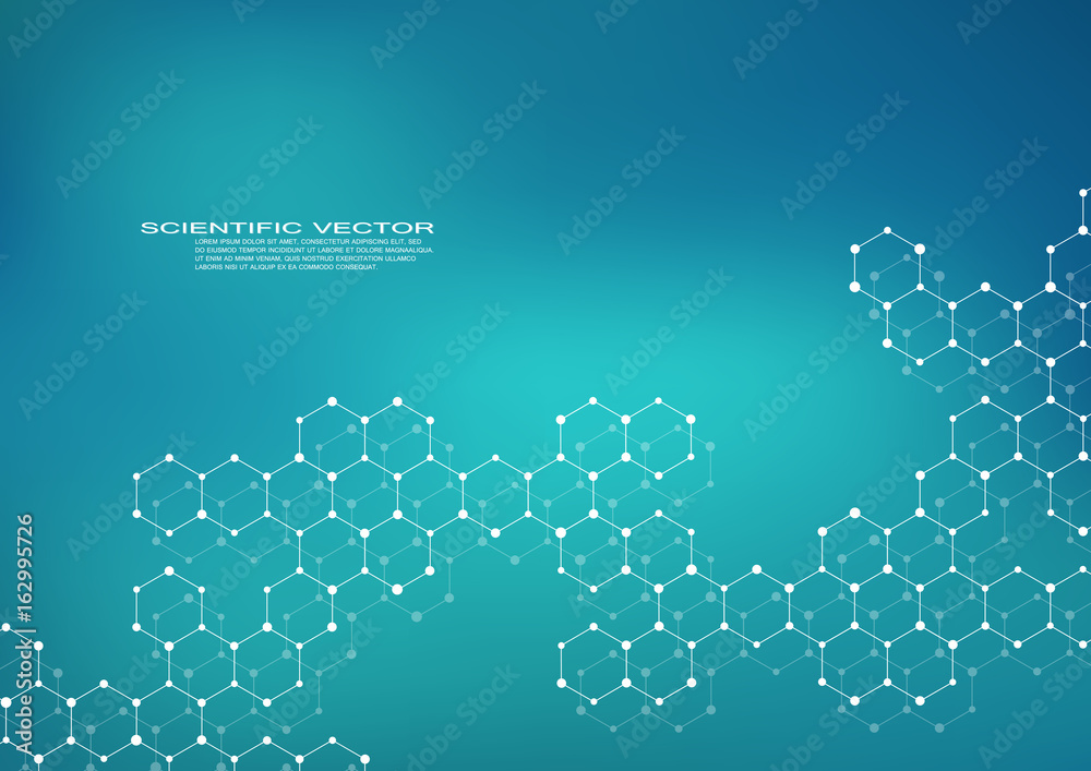 Hexagonal structure molecule dna of neurons system, genetic and chemical compounds. Vector illustration. Hexagonal structure molecule dna of neurons system, genetic and chemical compounds. Vector illustration.