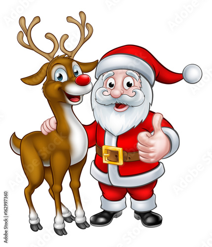 Santa and Christmas Reindeer photo