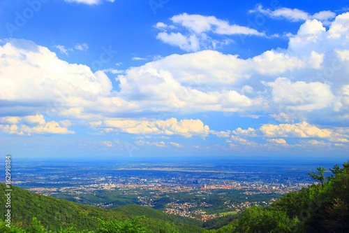 Zagreb, capital of Croatia, panoramic view form Medvednica mountain