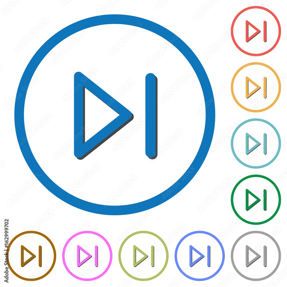 Media next icons with shadows and outlines Media next icons with shadows and outlines