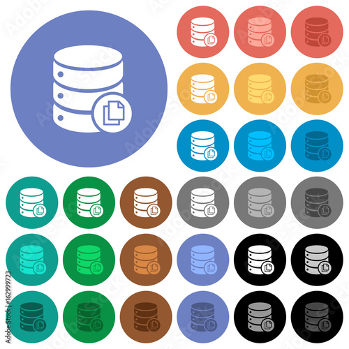 Copy database round flat multi colored icons
