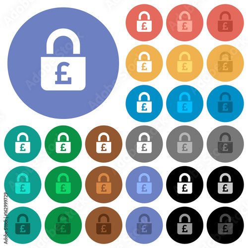 Locked Pounds round flat multi colored icons