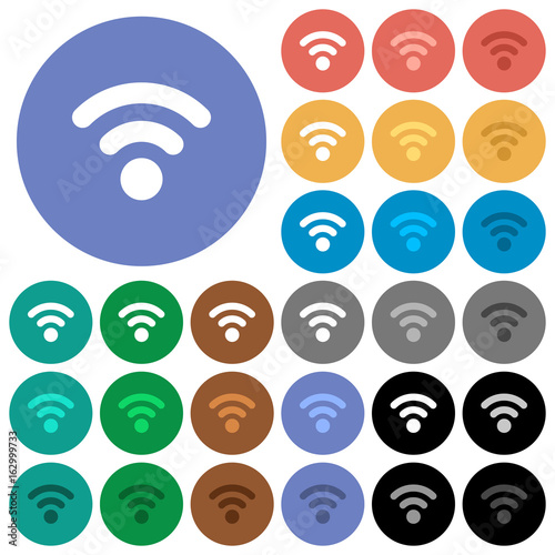 Radio signal round flat multi colored icons