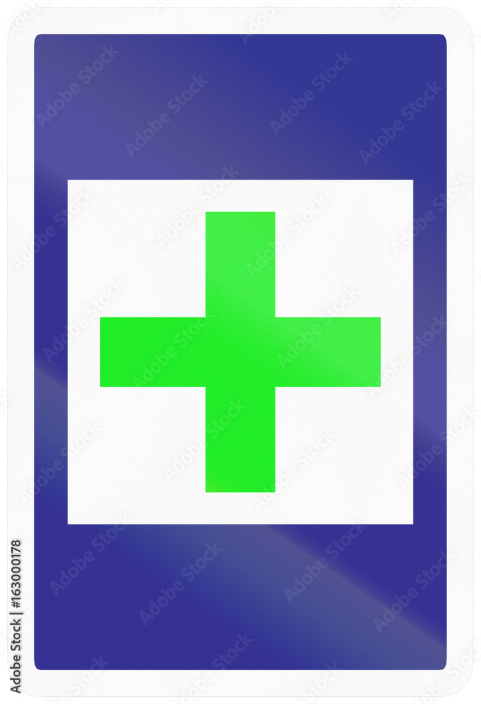 Medical clinic - informational road sign used in Uruguay Medical clinic - informational road sign used in Uruguay