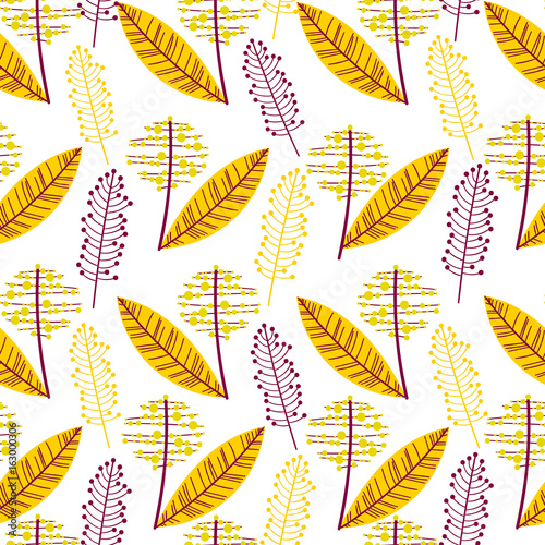 Vector artistic seamless pattern in scandinavian style. Isolated dandelions, ...