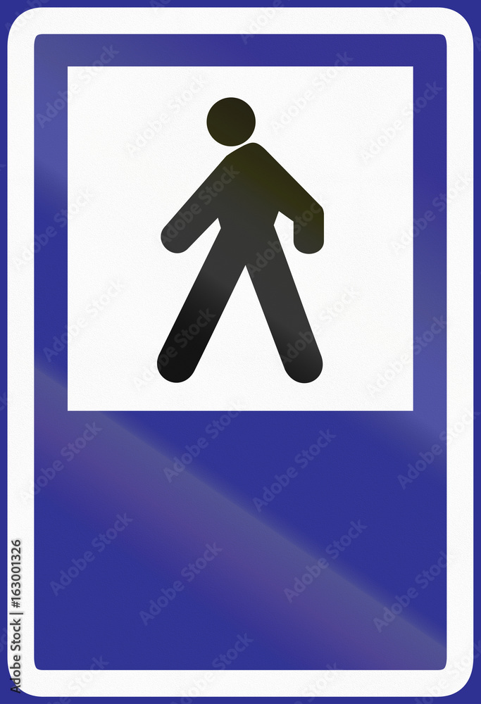 Pedestrians only - Information road sign in Uruguay