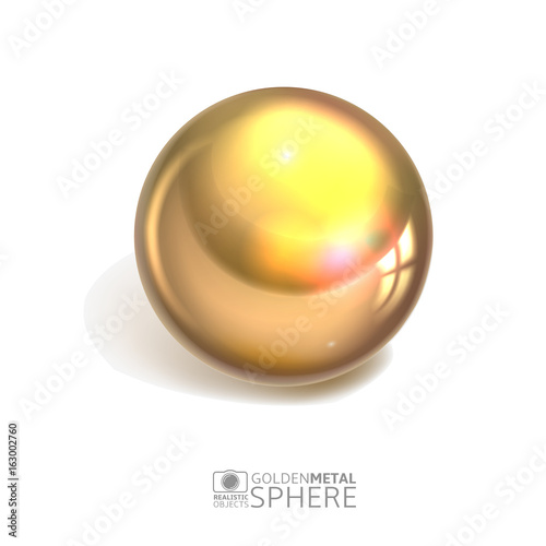 Golden sphere isolated on white background, illustration.