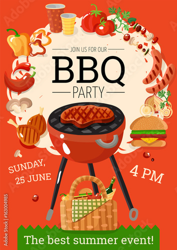 BBQ Barbecue Party Announcement Poster 