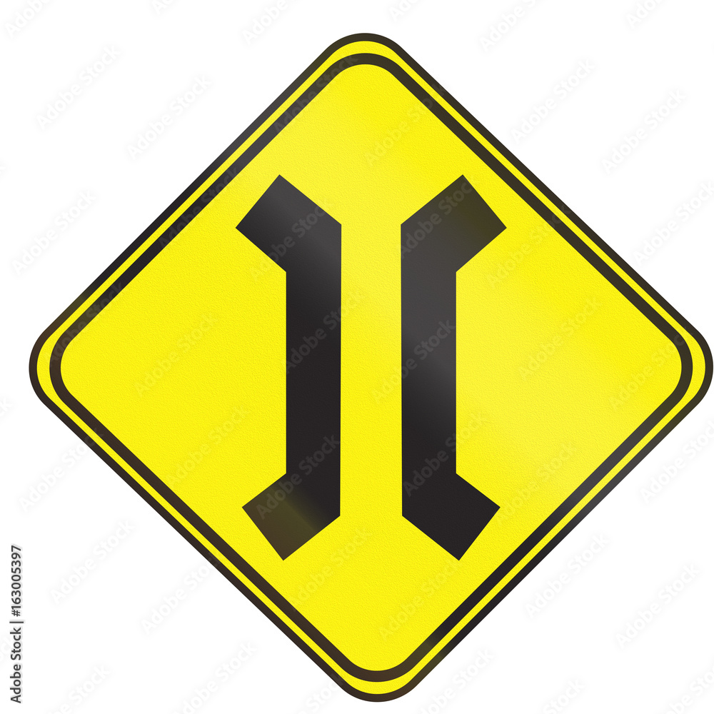 Road sign used in Uruguay - Narrow Bridge Road sign used in Uruguay - Narrow Bridge