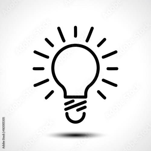 Glowing bulb icon on white background. Vector illustration