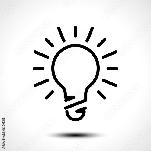 Glowing bulb icon on white background. Vector illustration