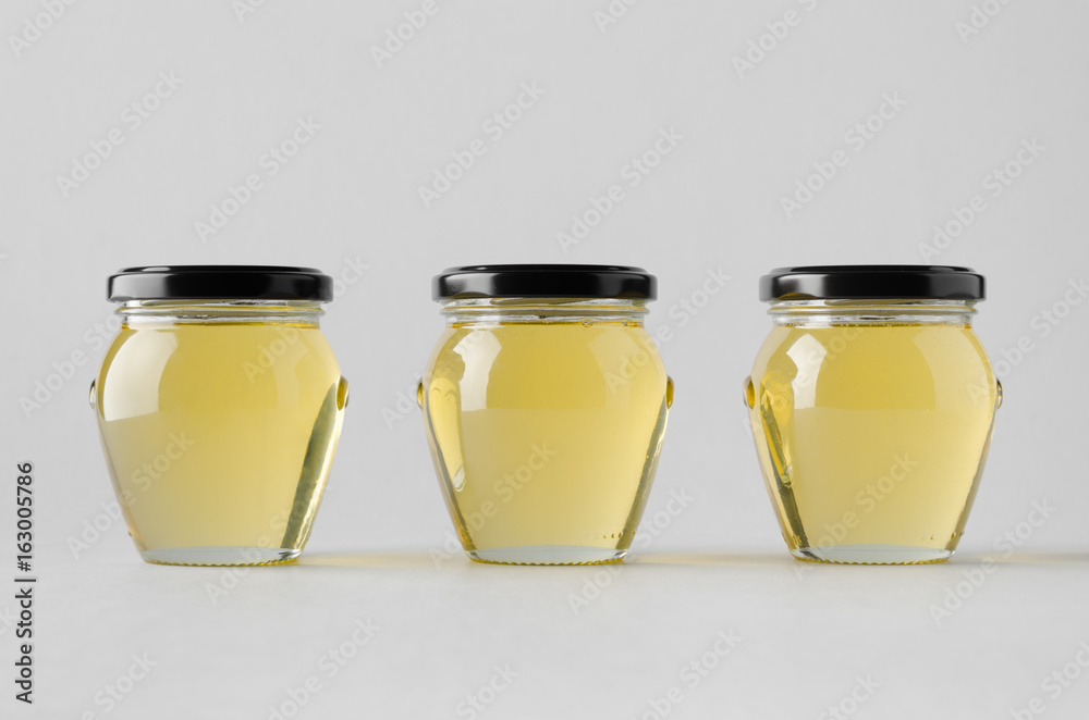 Honey Jar Mock-Up - Three Jars Honey Jar Mock-Up - Three Jars