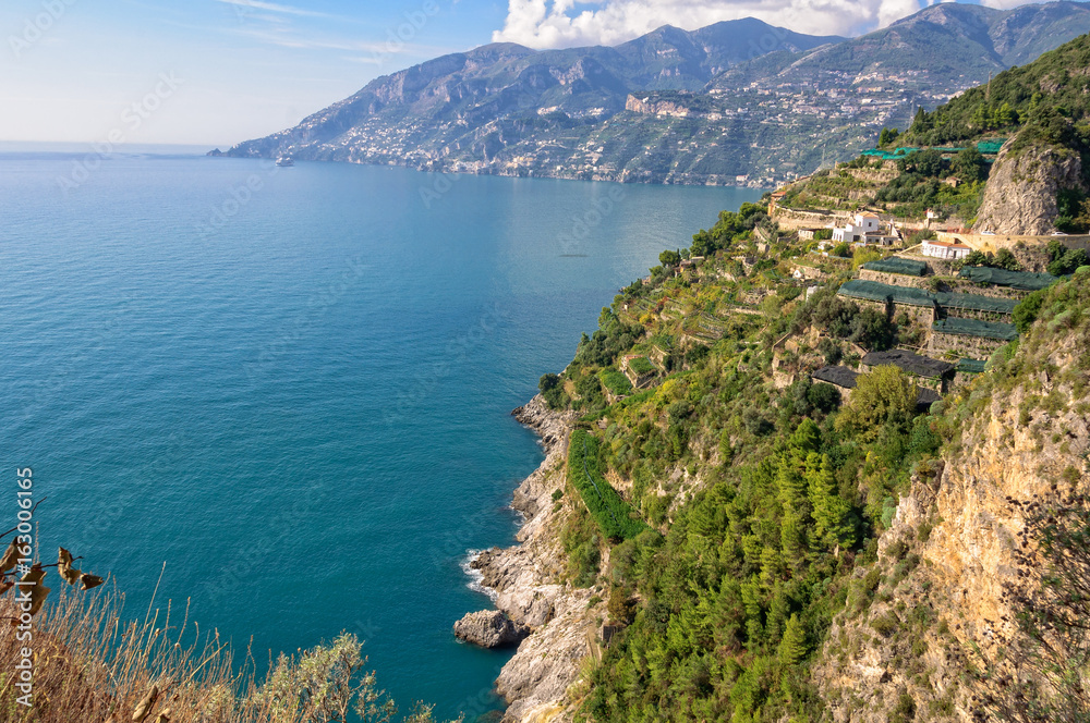 The beautiful Tyrrhenian Sea at the Amalfi Coast, Campania, Italy