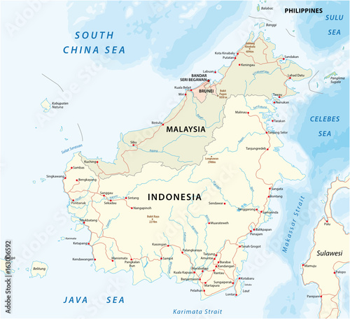 vector road map of island Borneo, Kalimantan photo
