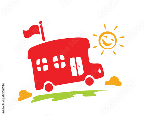 Modern Children Education Logo - School Trip Kids Activity Symbol