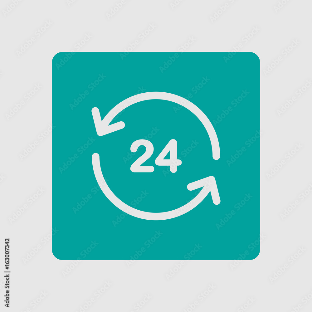Open around the clock hours a day icon. Badge-clock work time. Open around the clock hours a day icon. Badge-clock work time.