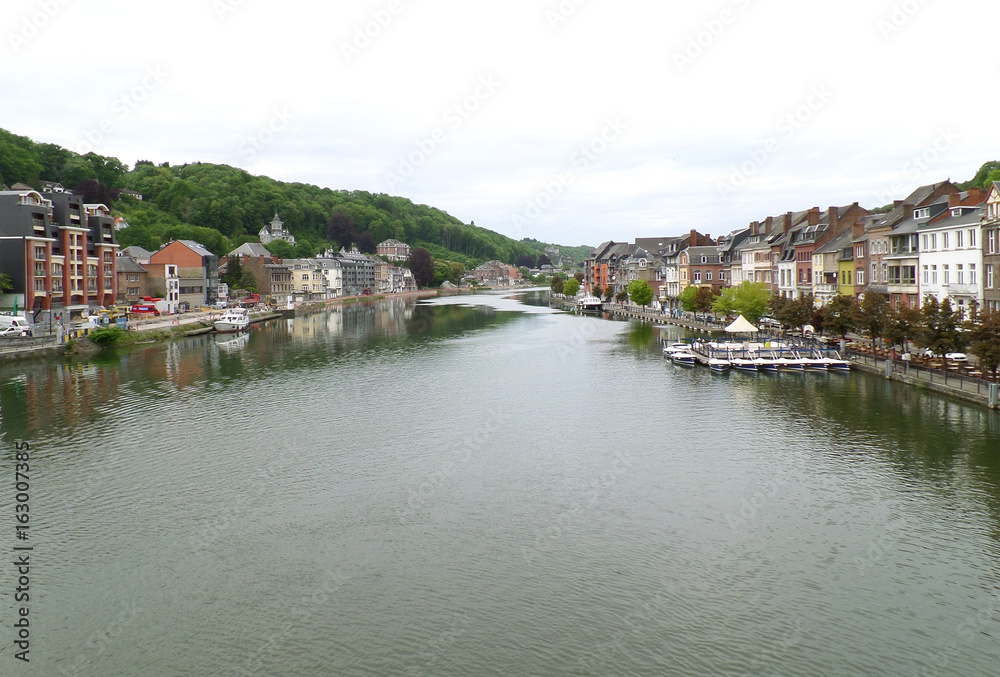 Meuse river at the impressive town of Dinant, Wallonia region, Belgium