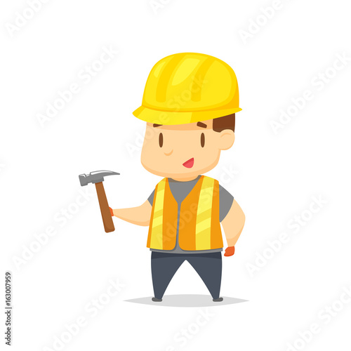 Cartoon construction worker vector 