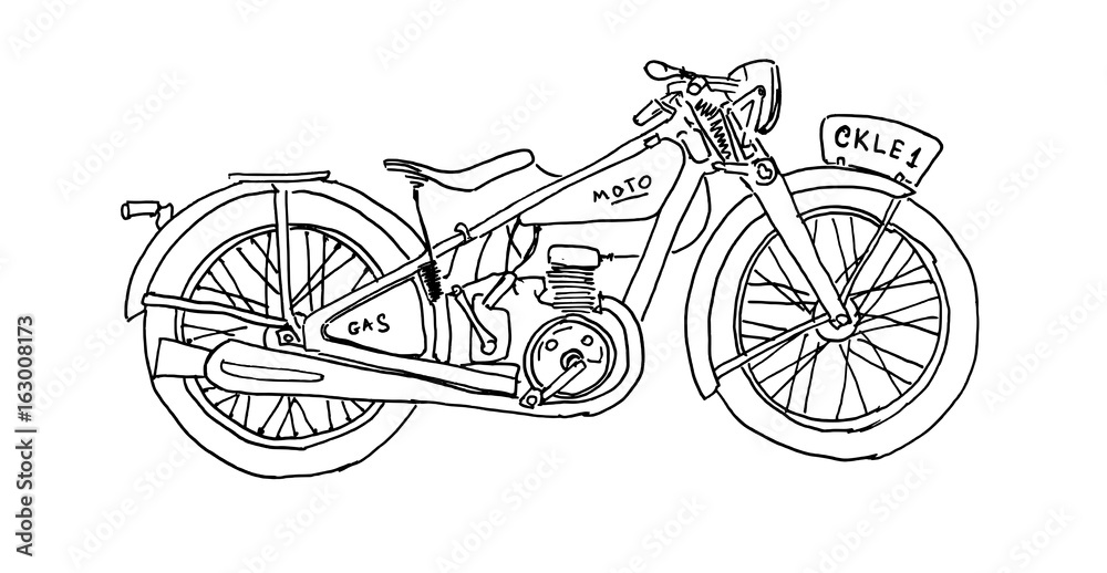 Obraz premium Vintage Motorcycle. Hand drawn vector illustration.