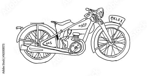 Vintage Motorcycle. Hand drawn vector illustration.