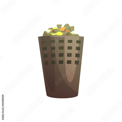 Indoor trash bin, waste processing and utilization cartoon vector Illustration
