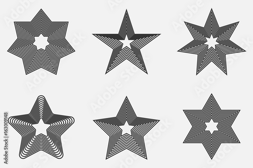 Set Star icon, Black star on gray background photo