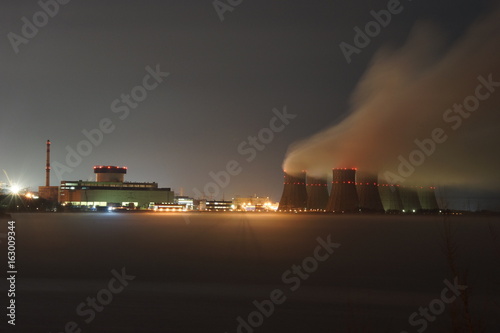 Night view on the atomic power station in Novovoronezh.