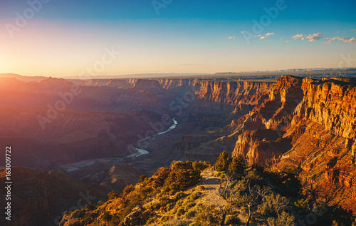The River Colorado Through the Grand Canyon at Sunset, Grand Canyon National Park, Arizona USA