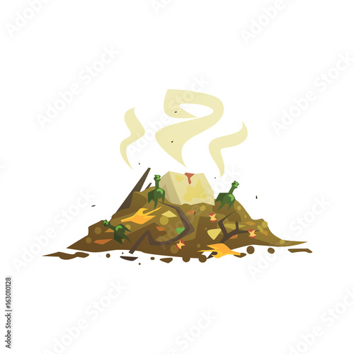 Pile of decaying garbage, waste processing and utilization cartoon vector Illustration