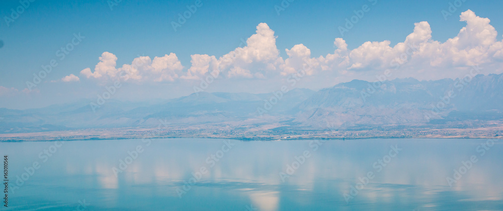 Panoramic view of Skadar lake (Skadarsko jezero) in a national park in Montenegro
