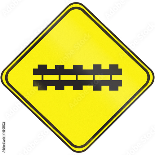 Road Sign Used In Uruguay Railway Level Crossing With Barrier Stock Illustration Adobe Stock