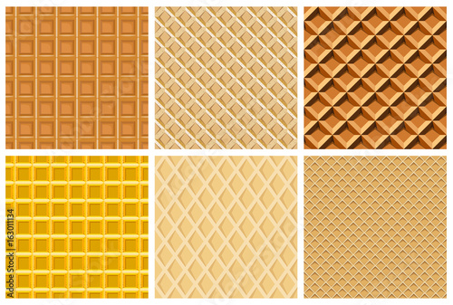 set seamless pattern with waffle texture