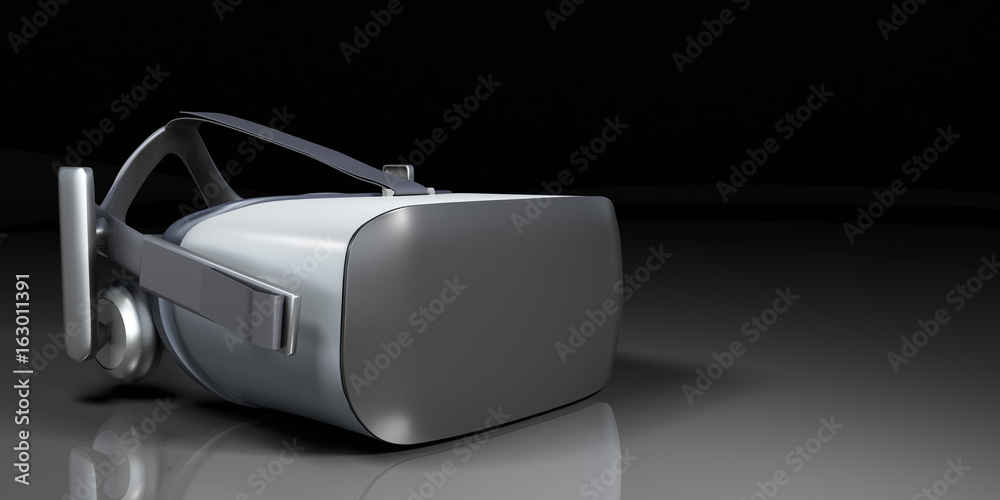 VR virtual reality headset half turned front view isolated on white background VR is an immersive experience in which your head movements are tracked in 3d world render VR virtual reality headset half turned front view isolated on white background VR is an immersive experience in which your head movements are tracked in 3d world render