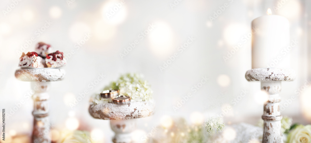 Romantic still life with bokeh effect for a wedding in vintage style Romantic still life with bokeh effect for a wedding in vintage style