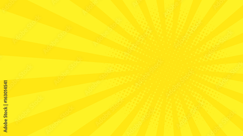 Abstract background with cartoon rays of yellow color. Template for your projects. The cartoon sun. Halftone effect. Flat style Abstract background with cartoon rays of yellow color. Template for your projects. The cartoon sun. Halftone effect. Flat style
