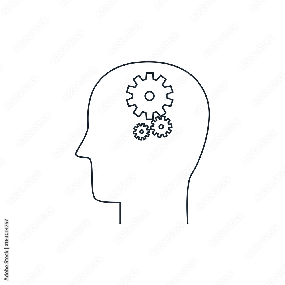Symbol of brain activity icon, thin line style, flat design Symbol of brain activity icon, thin line style, flat design