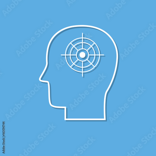 Human mind icon with purpose cut from white paper