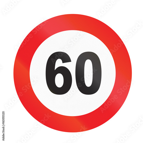 Road sign used in Uruguay - Speed Limit 60