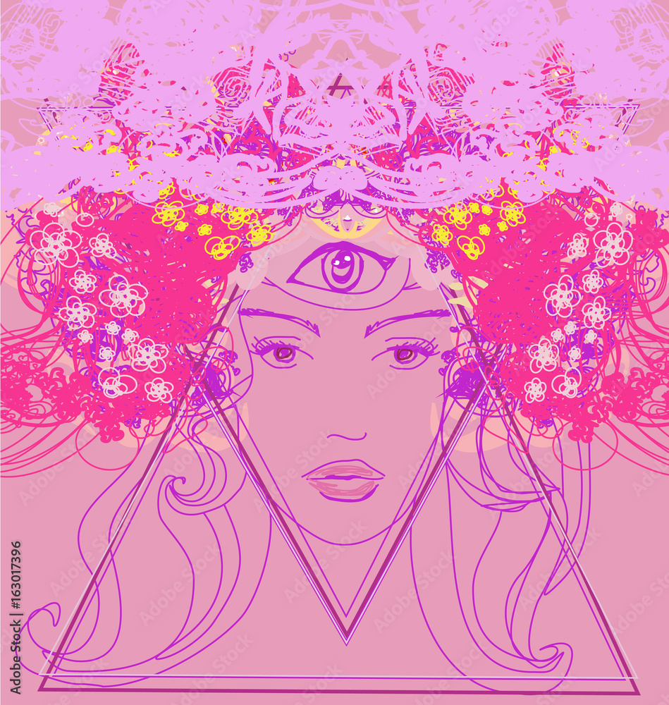 Woman with third eye, psychic supernatural senses Woman with third eye, psychic supernatural senses