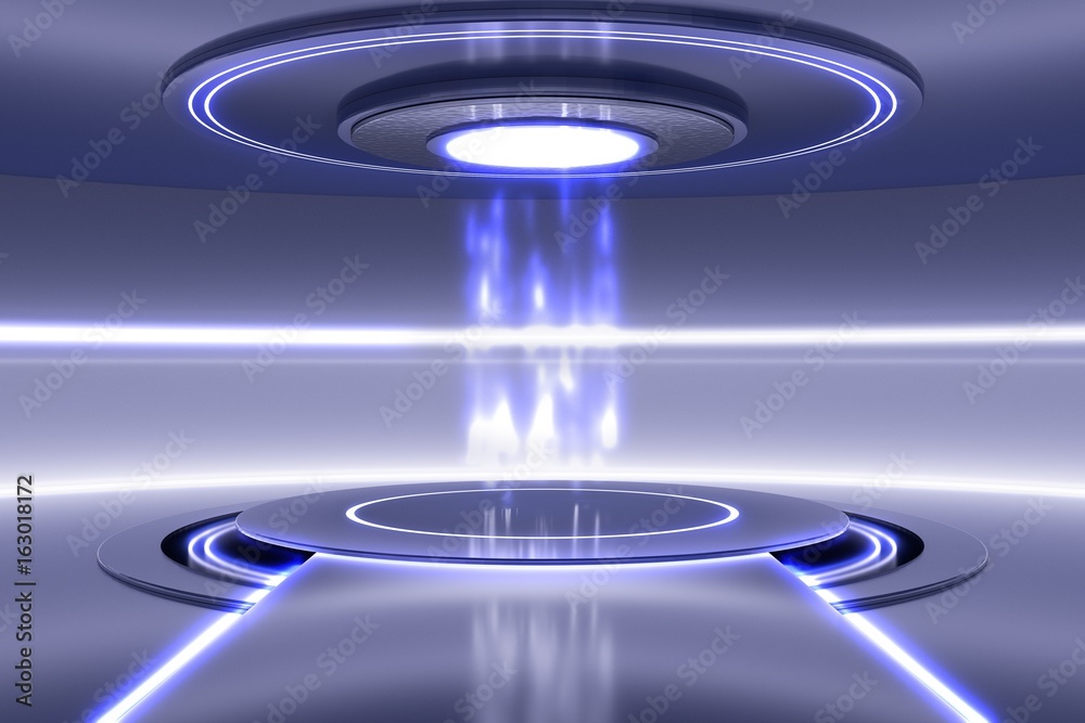 Ταπετσαρία 3D rendered illustration of futuristic teleportation station.
