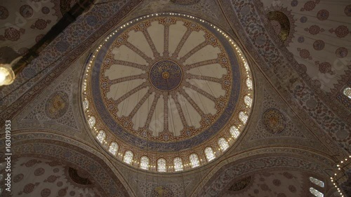 Inside of cupols of Sultanahmet mosque in Istanbul photo