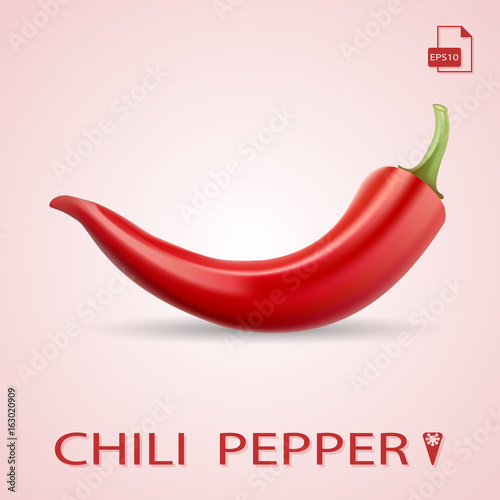 Single Red Chili Pepper Isolated On A Background.