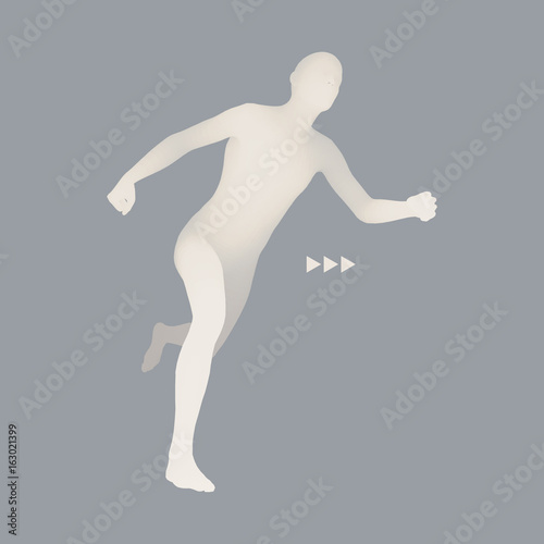 3d Running Man. Design for Sport  Business  Science and Technology. Vector Illustration. Human Body.