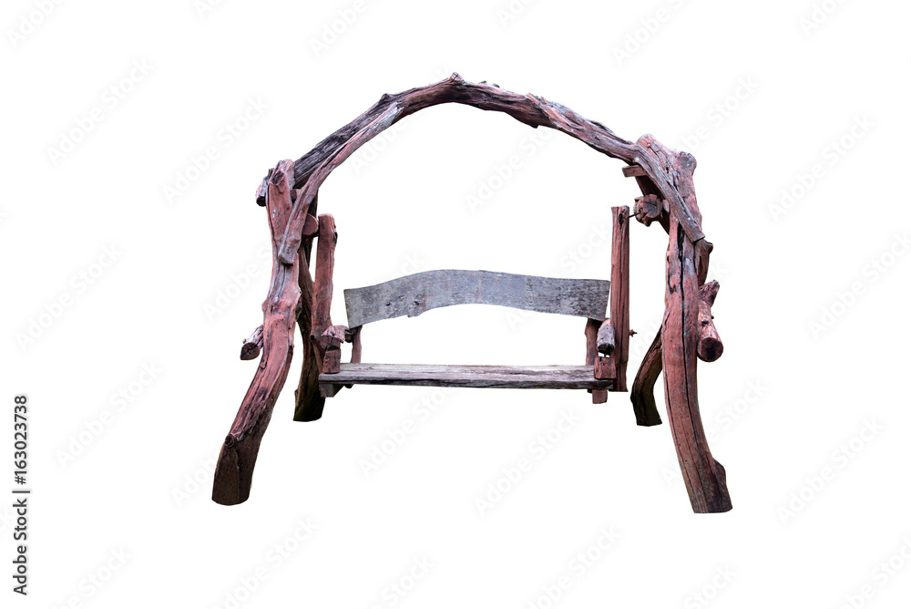 Wooden swing isolated on white background for decoration in garden
Wooden swing isolated on white background for decoration in garden