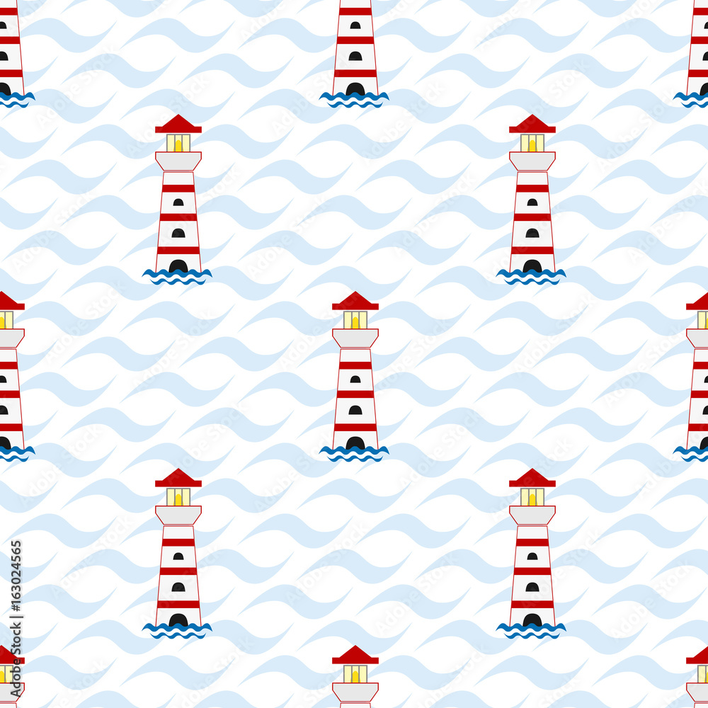 Fototapeta premium Lighthouse seamless pattern.